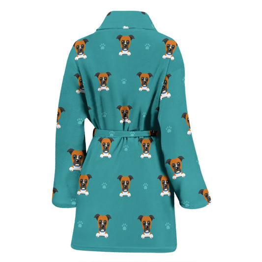 Boxers Pattern Print Design 03 Women Bathrobe