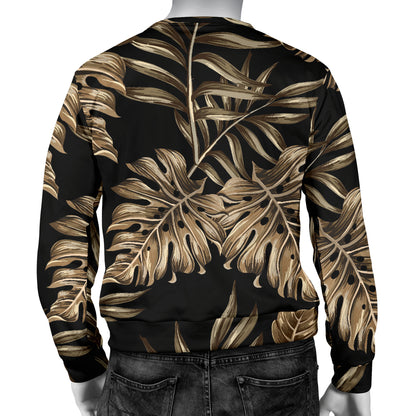 Brown Tropical Palm Leaves Men Long Sleeve Sweatshirt