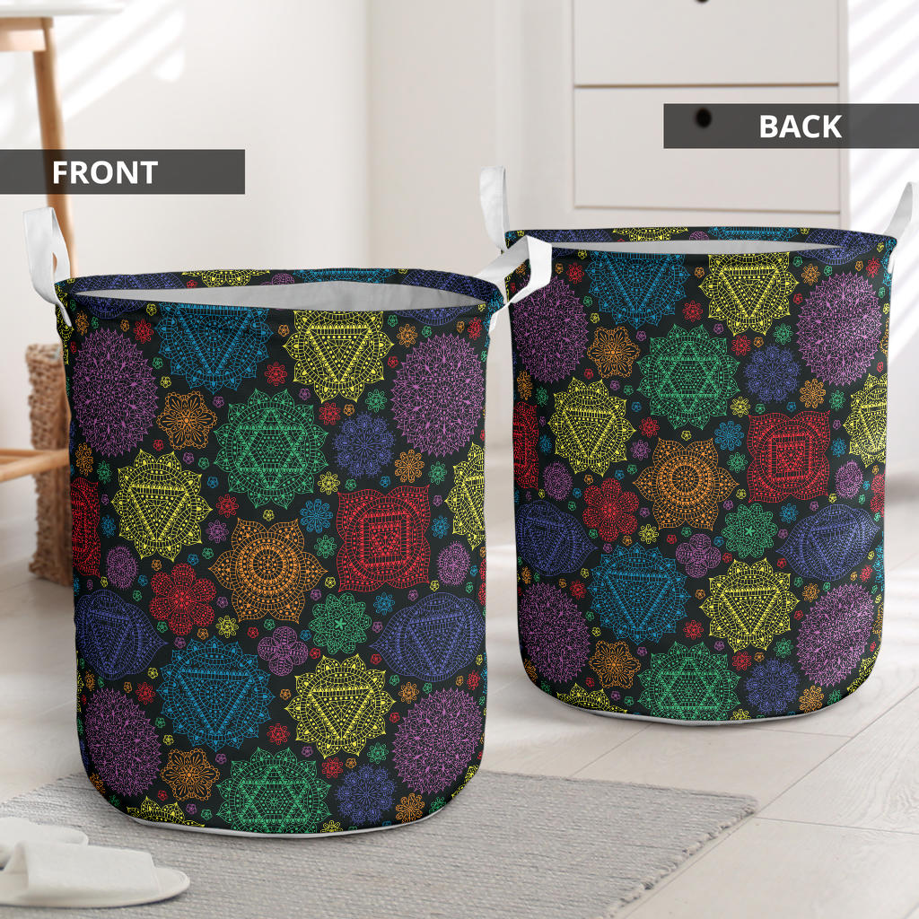 Chakra Mandala Print Pattern Laundry Basket