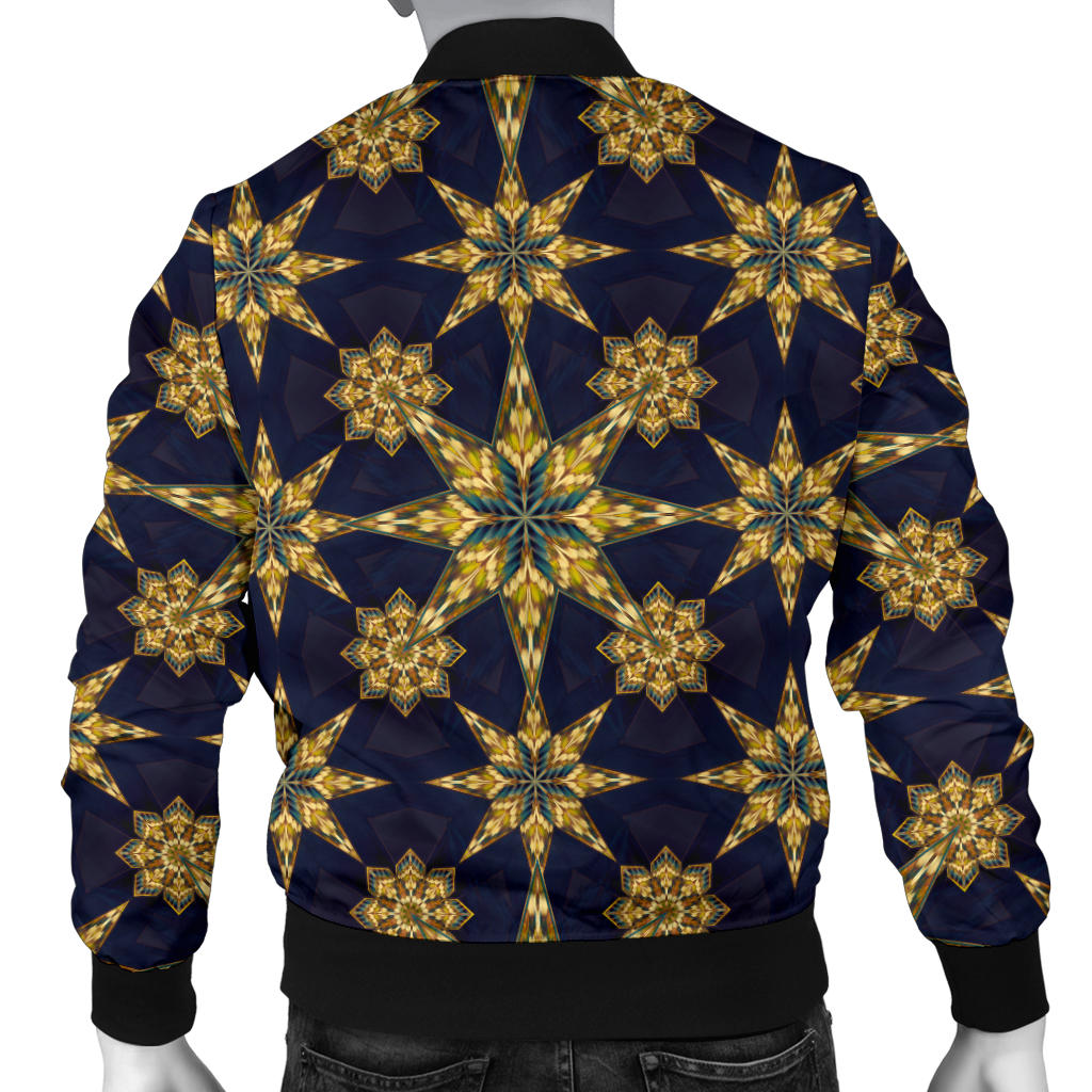 kaleidoscope Gold Print Design Men Bomber Jacket