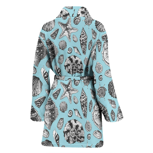 Seashell Beach Print Design LKS302 Women Bathrobe