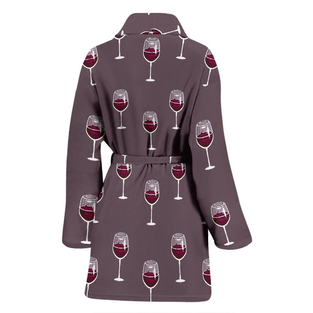 Wine Glass Pattern Print Design LKS305 Women Bathrobe