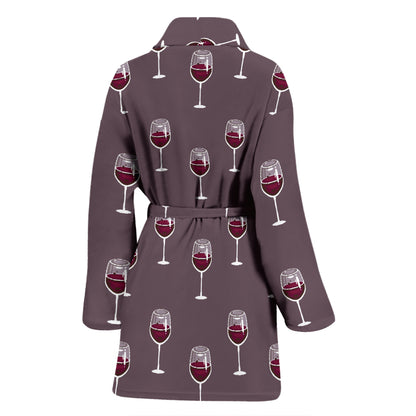 Wine Glass Pattern Print Design LKS305 Women Bathrobe