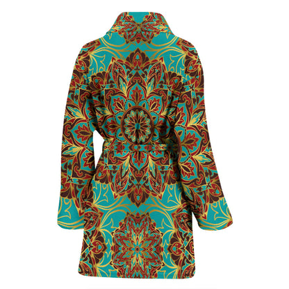 Medallion Pattern Print Design 02 Women Bathrobe