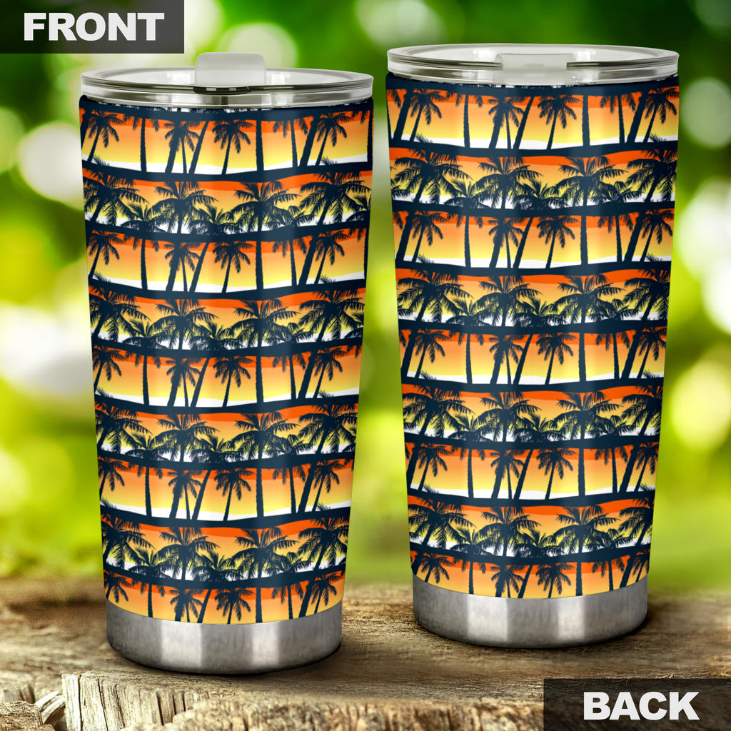 Palm Tree Sunset Design Print Tumbler