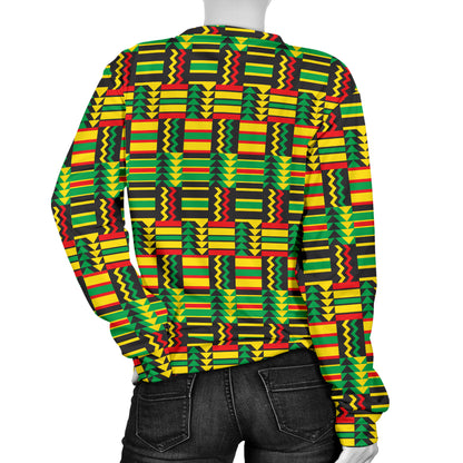 African Zip Zag Print Pattern Women Long Sleeve Sweatshirt