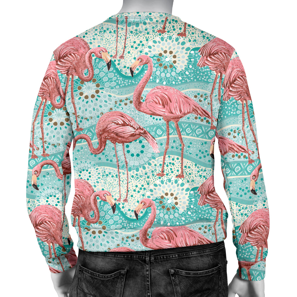 Flamingo Background Themed Print Men Long Sleeve Sweatshirt