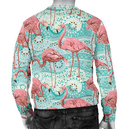 Flamingo Background Themed Print Men Long Sleeve Sweatshirt