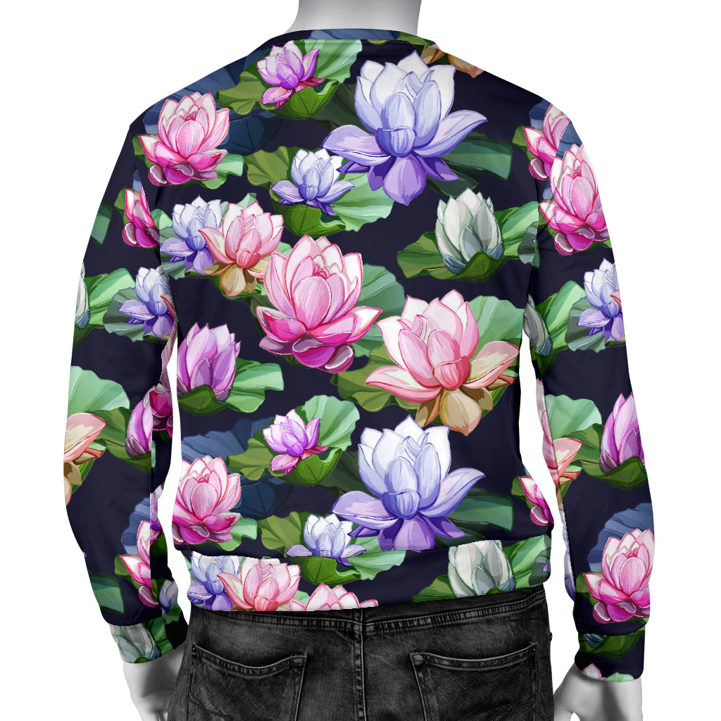 Lotus Flower Print Design Men Long Sleeve Sweatshirt