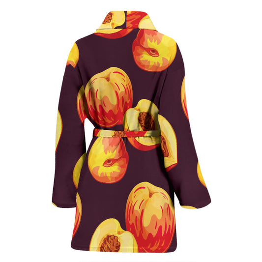 Peach Pattern Print Design A04 Women Bathrobe