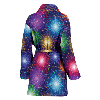 Firework Colorful Print Design LKS301 Women Bathrobe