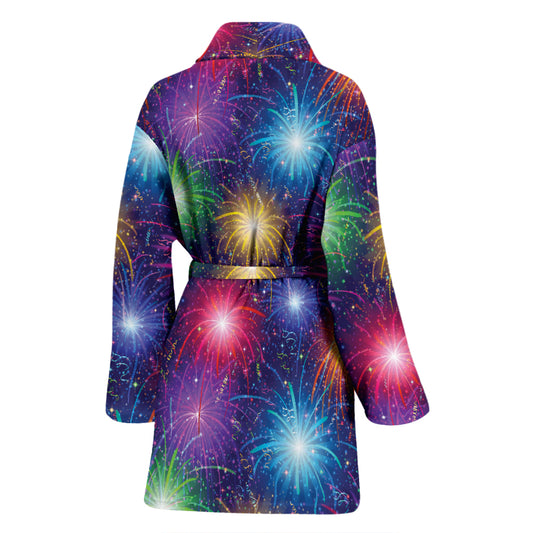 Firework Colorful Print Design LKS301 Women Bathrobe