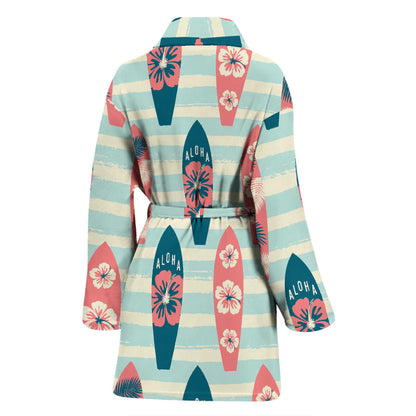 Aloha Hawaii Surfboard Pattern Print Design 02 Women Bathrobe
