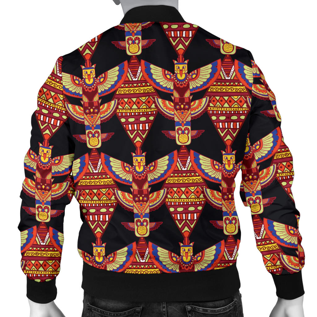 Totem Pole Print Men Bomber Jacket