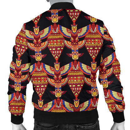 Totem Pole Print Men Bomber Jacket