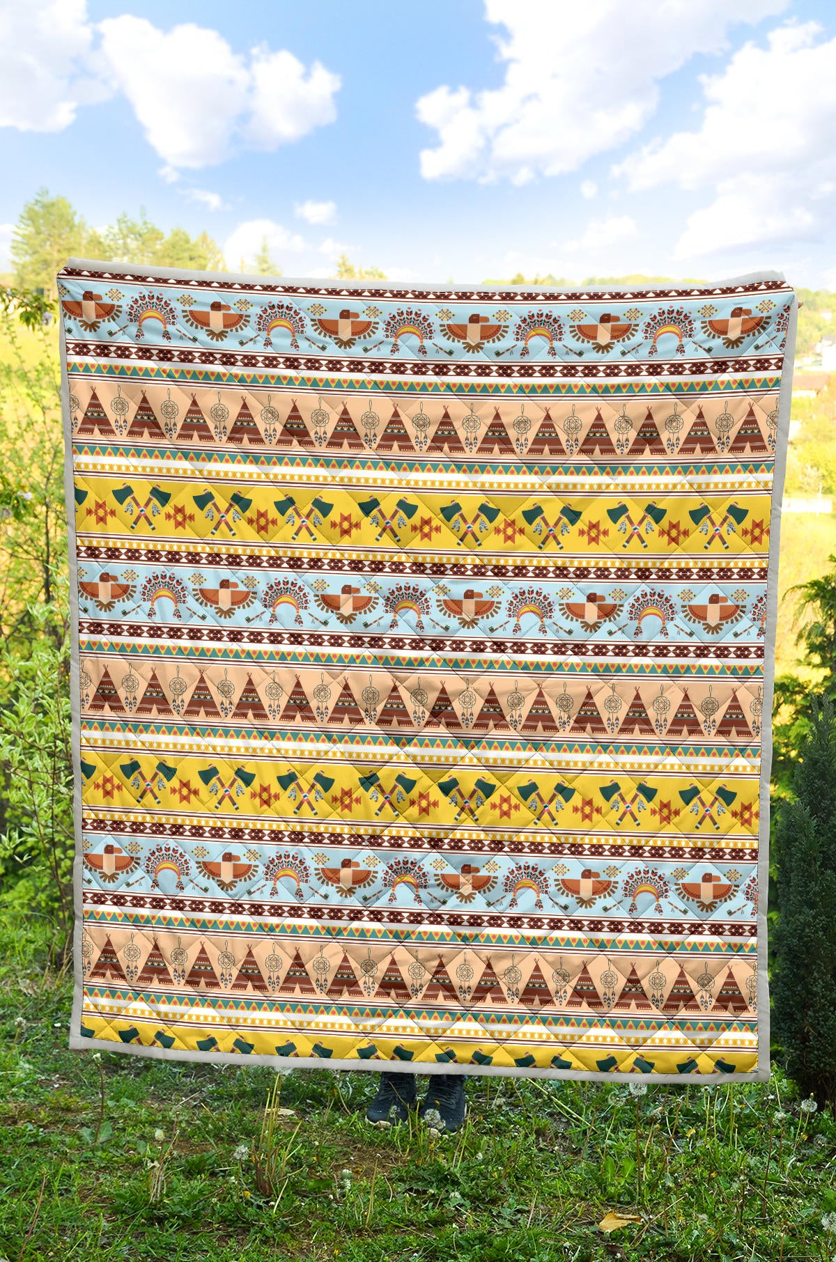 Native American Pattern Design Print Quilt Bedspread