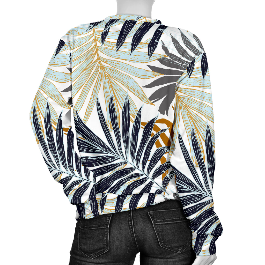 Colorful Tropical Palm Leaves Women Long Sleeve Sweatshirt