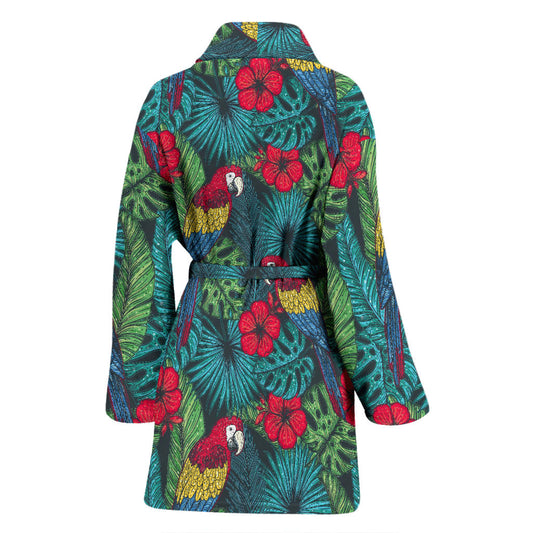 Parrot Pattern Print Design A05 Women Bathrobe