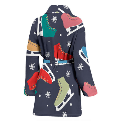 Ice Skate Pattern Print Design 04 Women Bathrobe