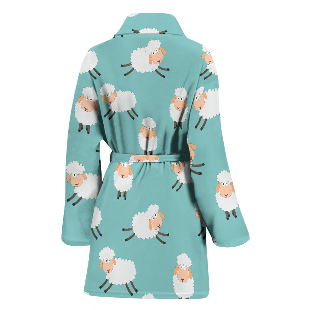 Sheep Print Design LKS406 Women Bathrobe
