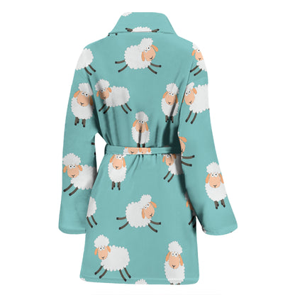 Sheep Print Design LKS406 Women Bathrobe