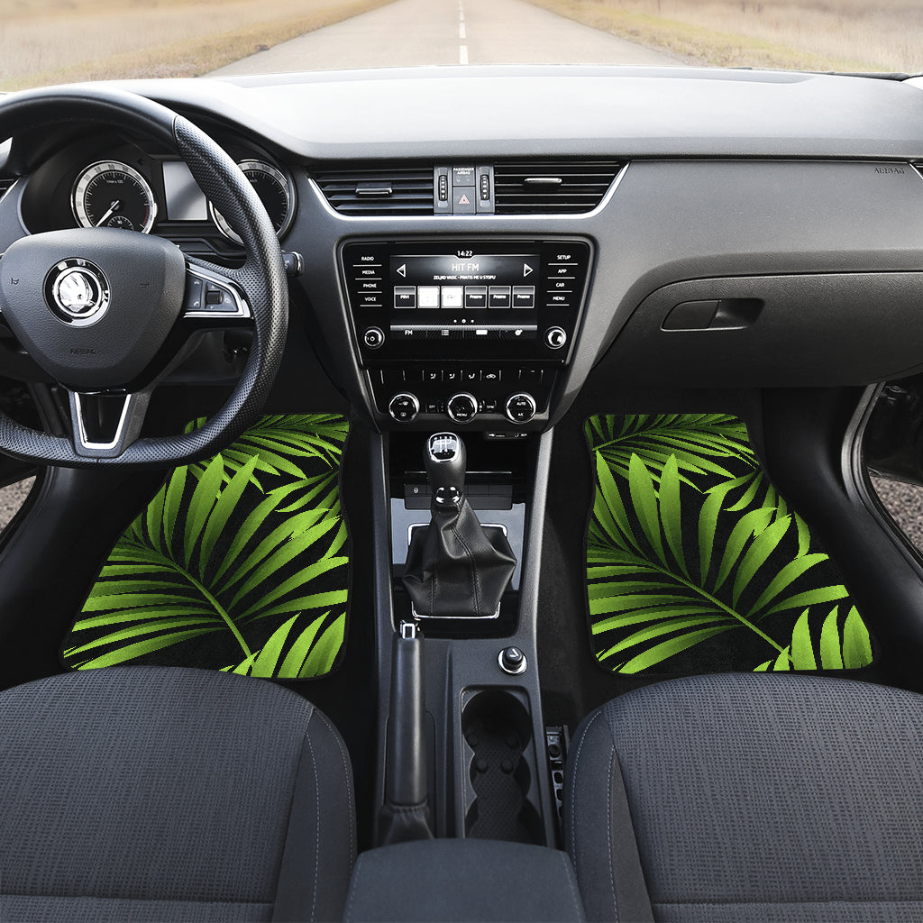 Green Neon Tropical Palm Leaves Car Floor Mats Front Back