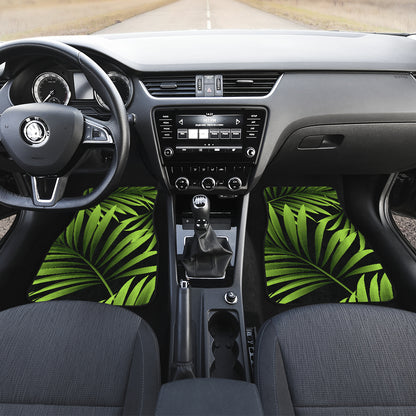 Green Neon Tropical Palm Leaves Car Floor Mats Front Back