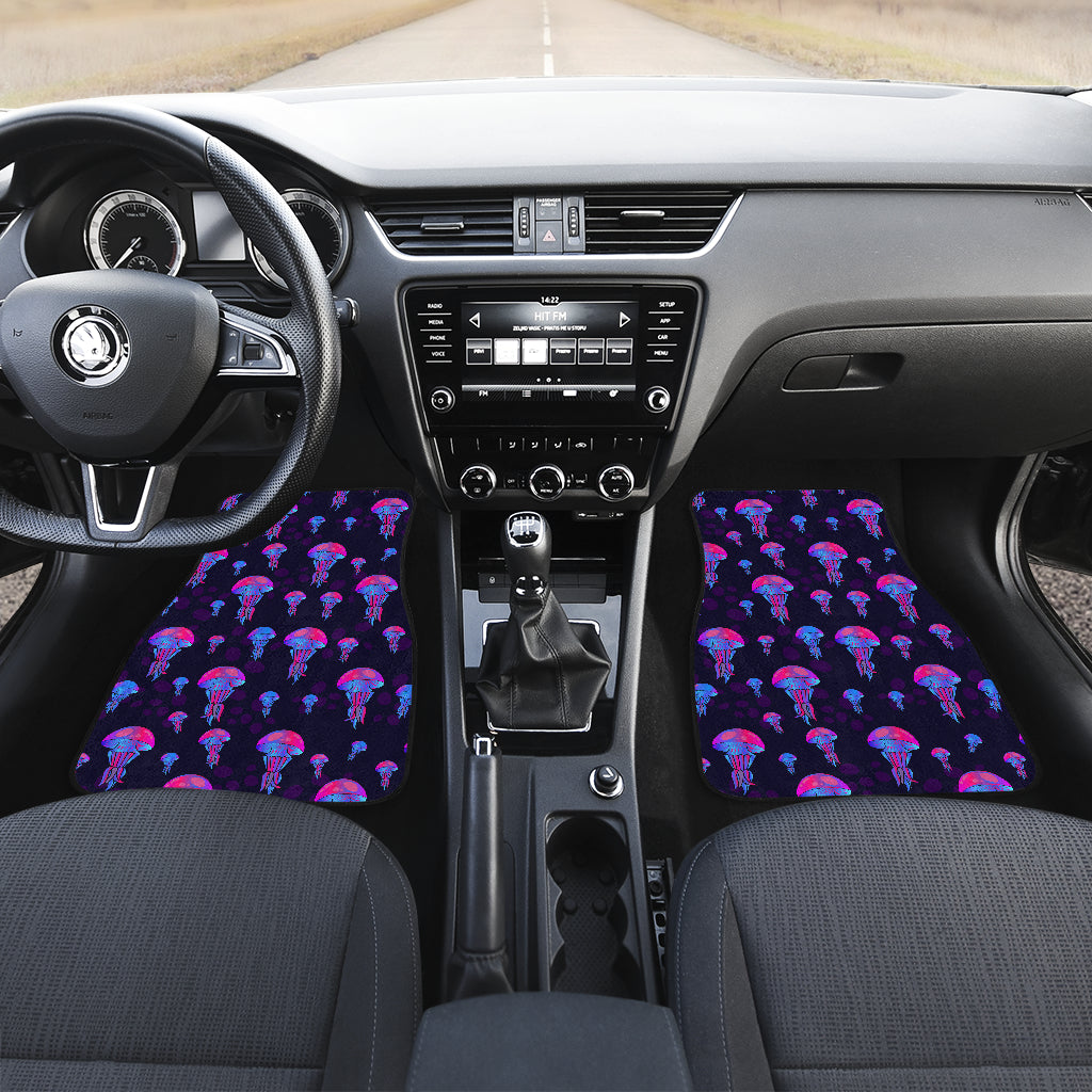 Jellyfish Neon Print Car Floor Mats Front Back