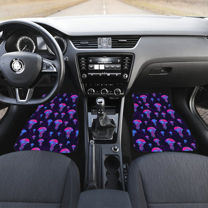 Jellyfish Neon Print Car Floor Mats Front Back