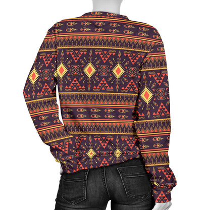 Southwest Ethnic Design Themed Print Women Long Sleeve Sweatshirt