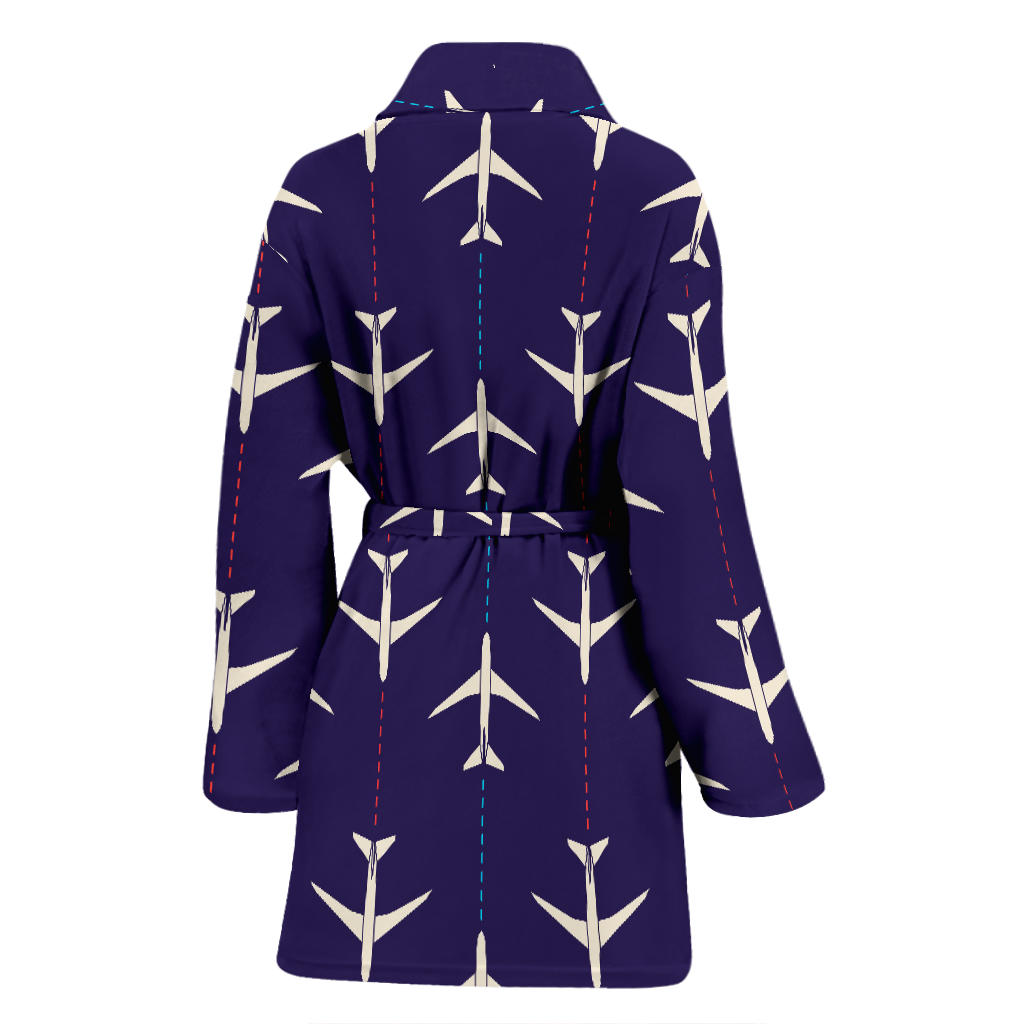 Airplane Pattern Print Design 03 Women Bathrobe