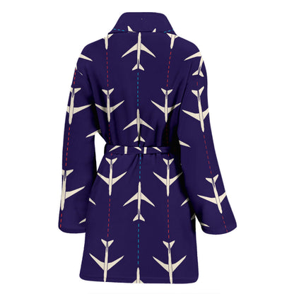 Airplane Pattern Print Design 03 Women Bathrobe