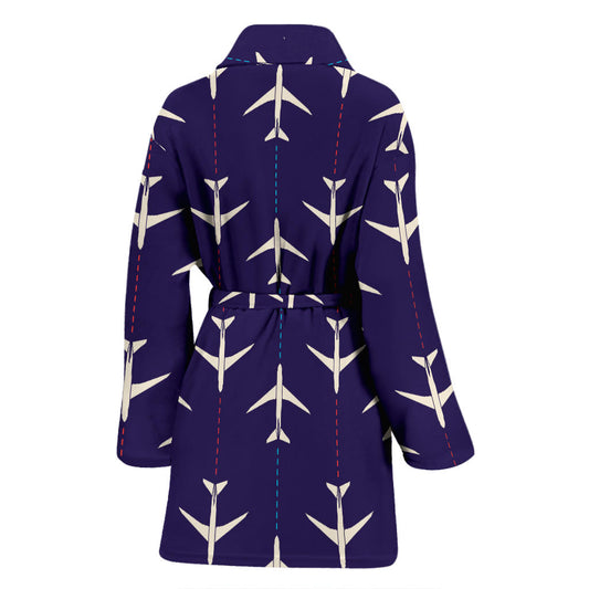 Airplane Pattern Print Design 03 Women Bathrobe