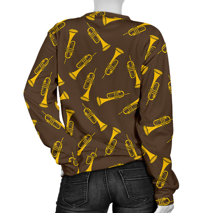 Trumpet Pattern Design Print Women Long Sleeve Sweatshirt
