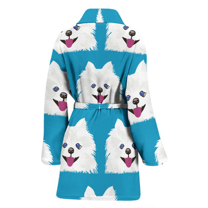 Pomeranians Pattern Print Design A05 Women Bathrobe