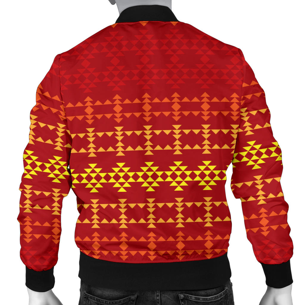 Southwest Red Gold Design Themed Print Men Bomber Jacket