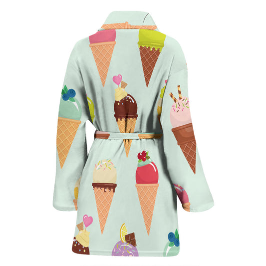 Ice Cream Pattern Print Design 03 Women Bathrobe