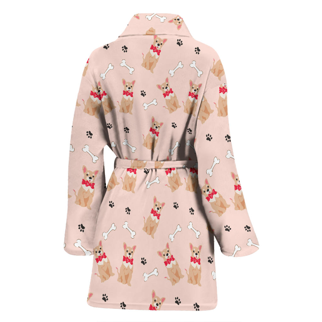 Chihuahua Pattern Print Design 04 Women Bathrobe