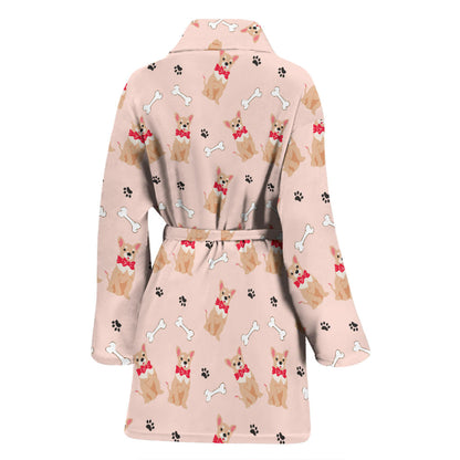 Chihuahua Pattern Print Design 04 Women Bathrobe