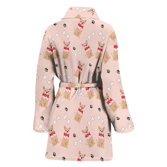 Chihuahua Pattern Print Design 04 Women Bathrobe
