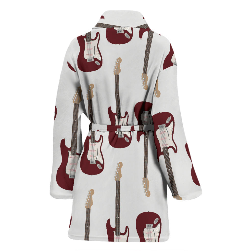 Bass Guitar Pattern Print Design 03 Women Bathrobe
