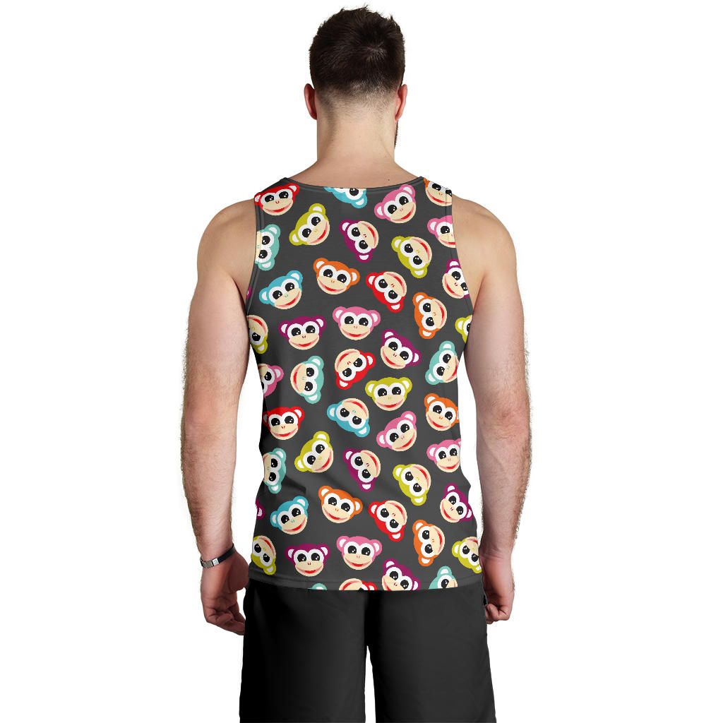 Monkey Head Design Themed Print Men Tank Top