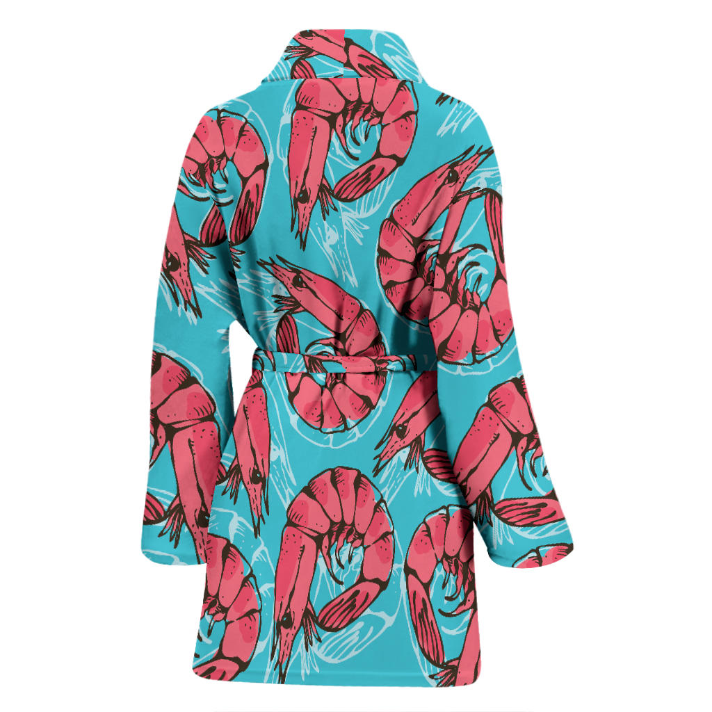 Prawn Pattern Print Design 01 Women Bathrobe
