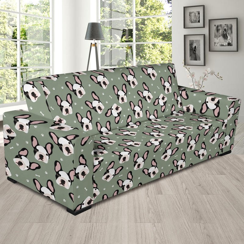 Boston Terrier Pattern Print Design 05 Sofa Slipcover