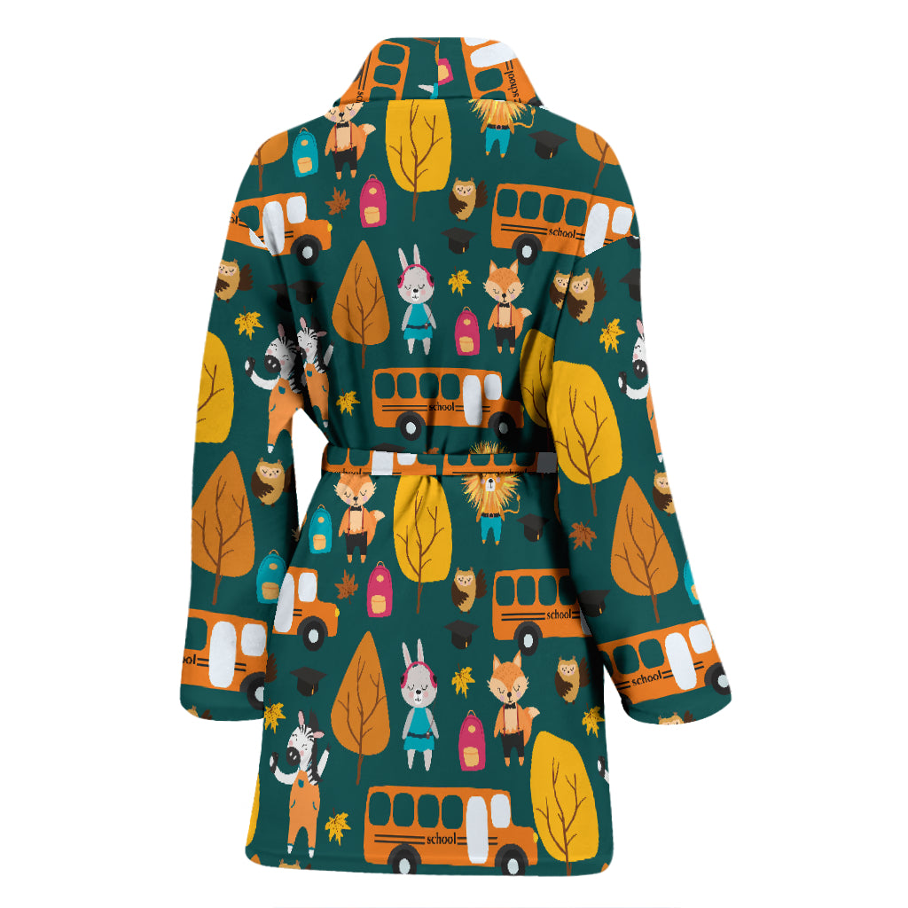 School Bus Print Design LKS309 Women Bathrobe