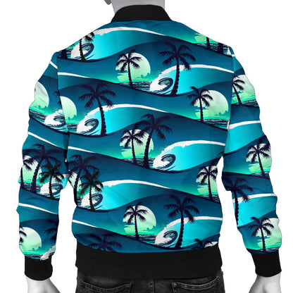 Beach Wave Design Print Men Bomber Jacket