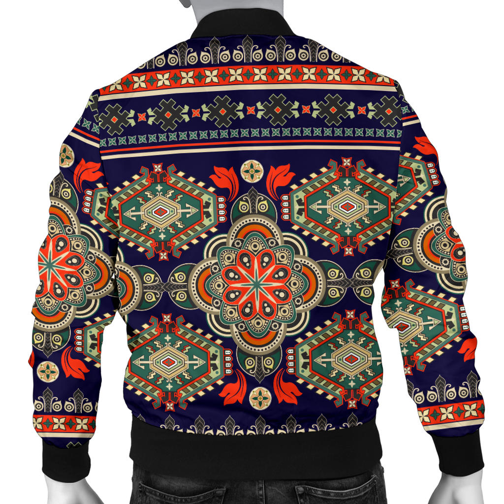 Ethnic Geometric Print Pattern Men Bomber Jacket