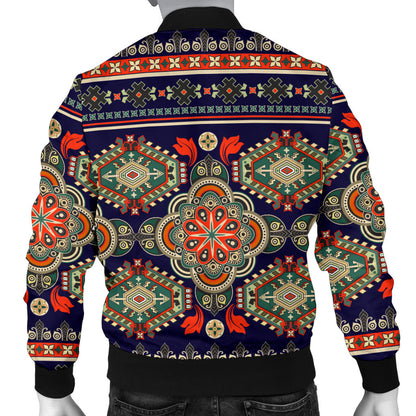 Ethnic Geometric Print Pattern Men Bomber Jacket