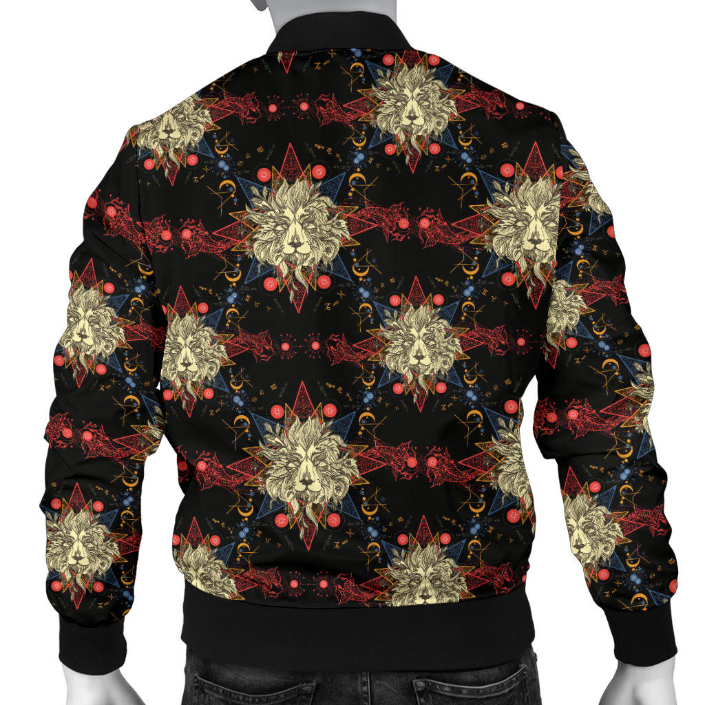 Zodiac Leo Pattern Design Print Men Bomber Jacket