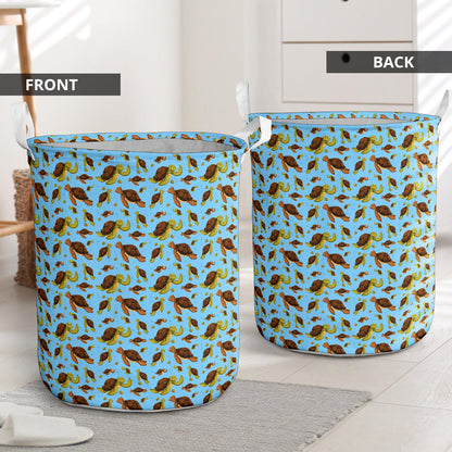 Hello Sea Turtle Print Pattern Laundry Basket